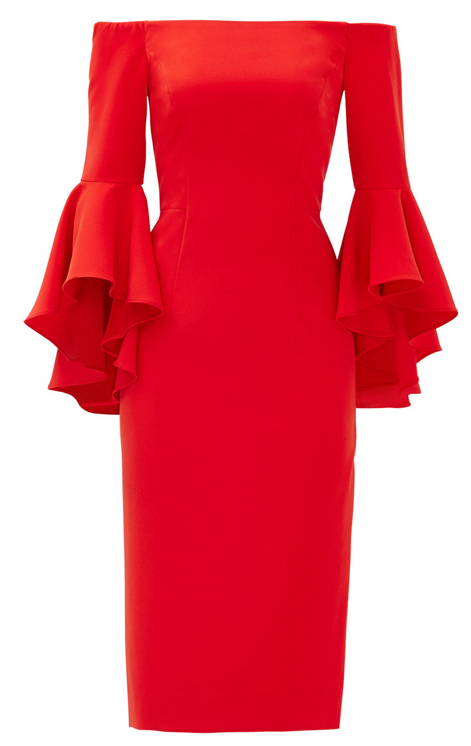 MACloth Off the Shoulder Midi Red Cocktail Dress Jersey Formal Gown