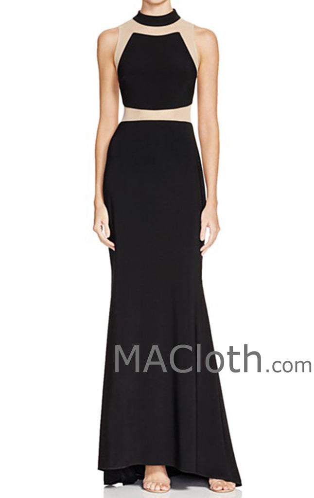 MACloth Mermaid Straps Black Jersey Evening Gown Formal Prom Dress