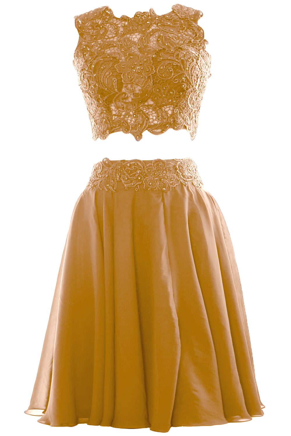 MACloth Vestido corto de gasa con encaje de dos piezas para mujer, vestido formal para fiesta de cóctel