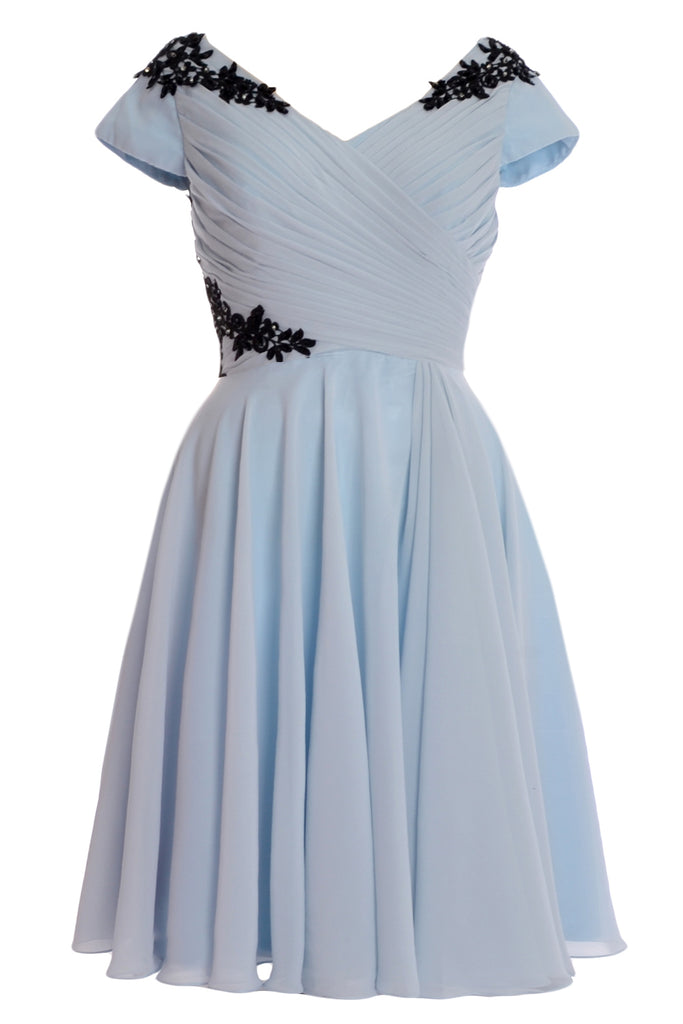 MACloth Women Mother of Bride Groom Dresses Short Cap Sleeve Bridesmaid BD MoH