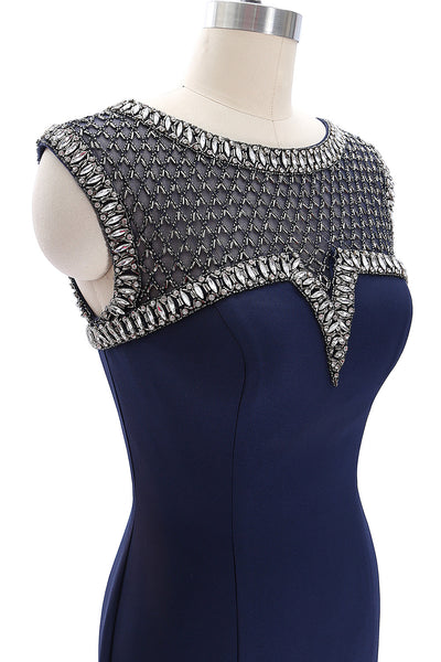 MACloth Women Cap Sleeves Beaded Mother of the Bride Gown Formal Evening Gown