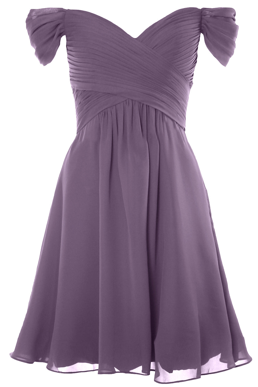 MACloth Damen Schulterfreies, kurzes Brautjungfernkleid für Hochzeit, Party, formelles Kleid