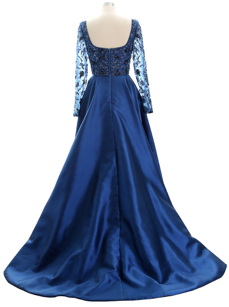 MACloth Women Long Sleeves Hi-Lo Formal Evening Gown Mother of the Bride Dress