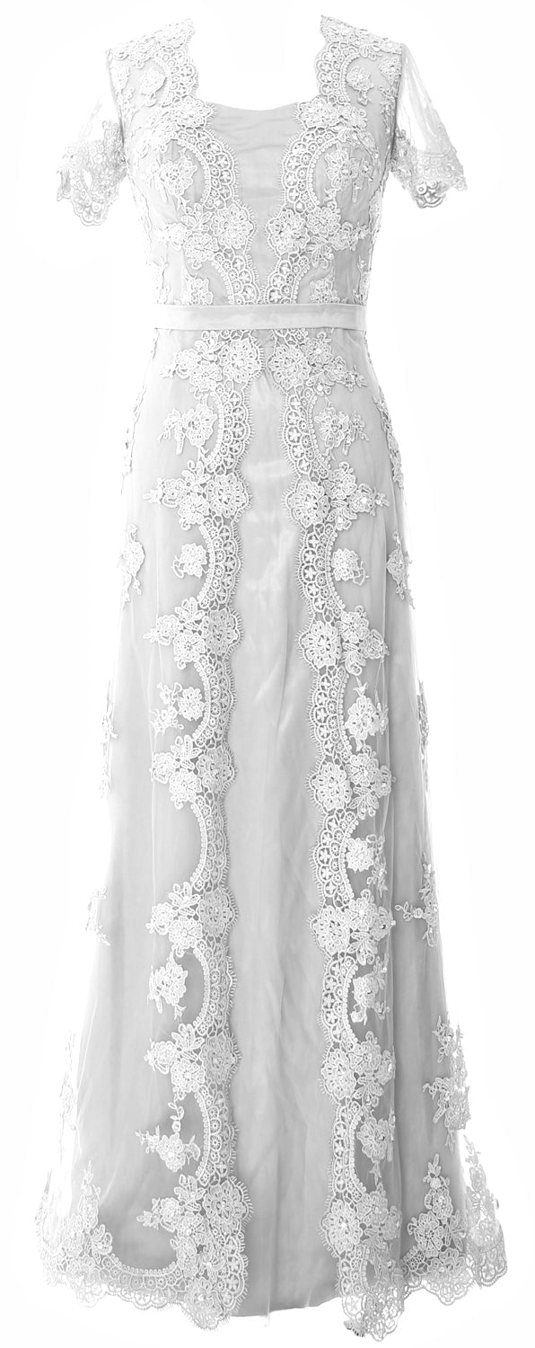 MACloth Damen Kleider für die Brautmutter, kurze Ärmel, Spitze, formelles Abendkleid