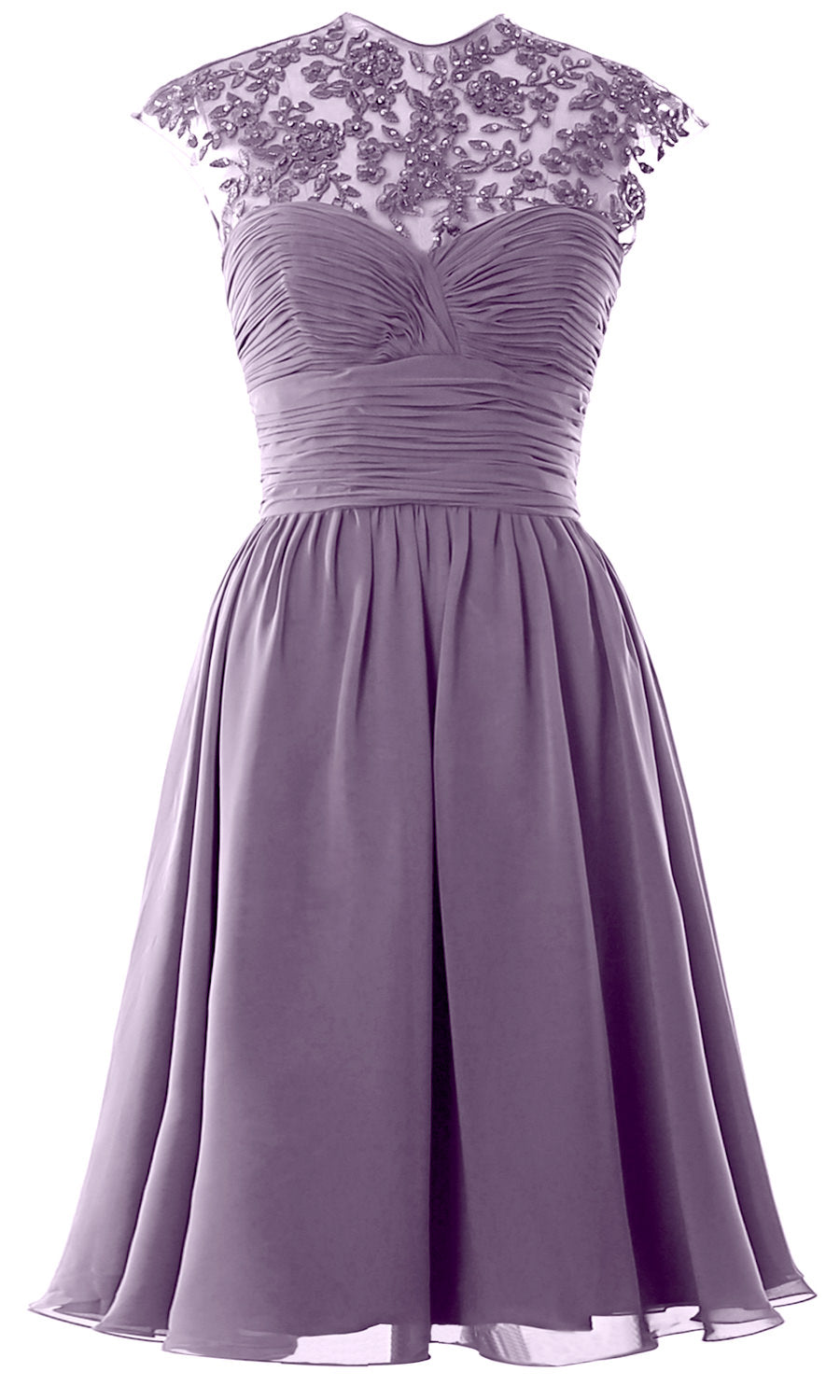 Women High Neck Cap Sleeve Lace Short Bridesmaid Dress Wedding Party Ball Gown