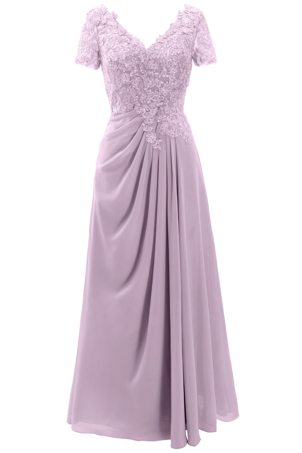 MACloth Damen Kleider für die Brautmutter, kurzärmlig, Spitze, für Hochzeit, Abendkleid