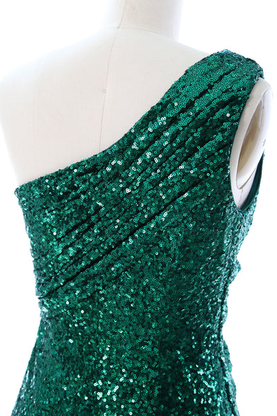 MACloth Sequin Prom Dresses with Split Mermaid One Shoulder Formal Evening Gown