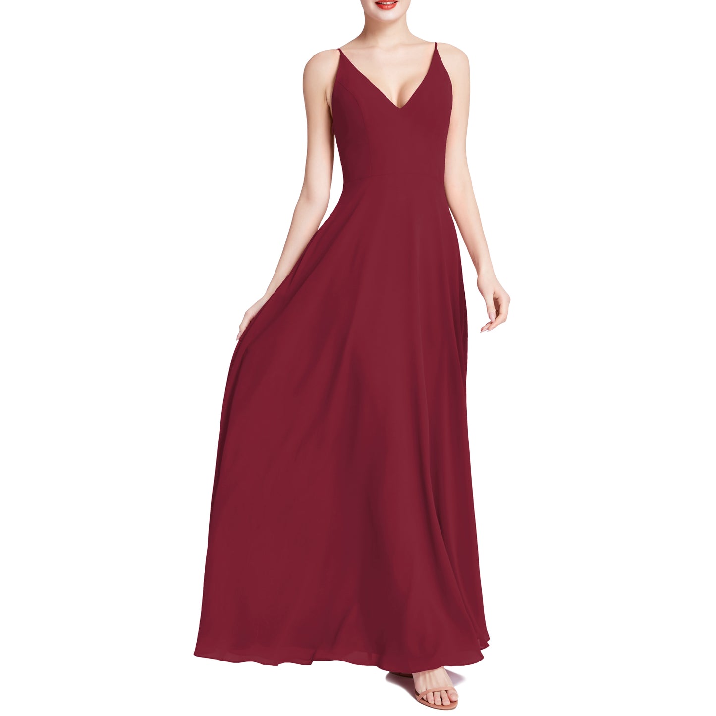 MACloth Mujeres Cuello en V Maxi Boda Fiesta Dama de Honor Vestidos Vestido de Noche