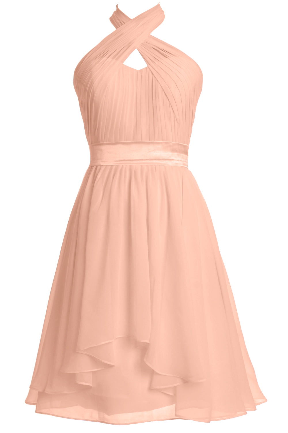 MACloth Vestidos de dama de honor cortos para mujer Halter Invitada a la fiesta de bodas