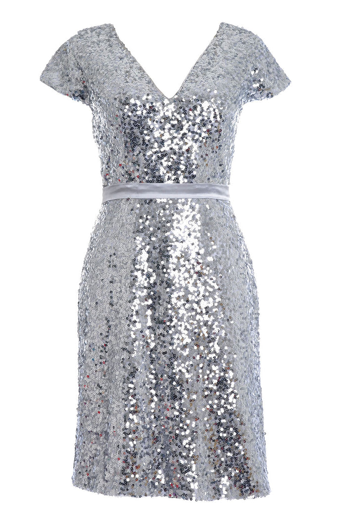 MACloth Elegant Cap Sleeve Sequin Bridesmiad Dress Cocktail Party Dresses LBD