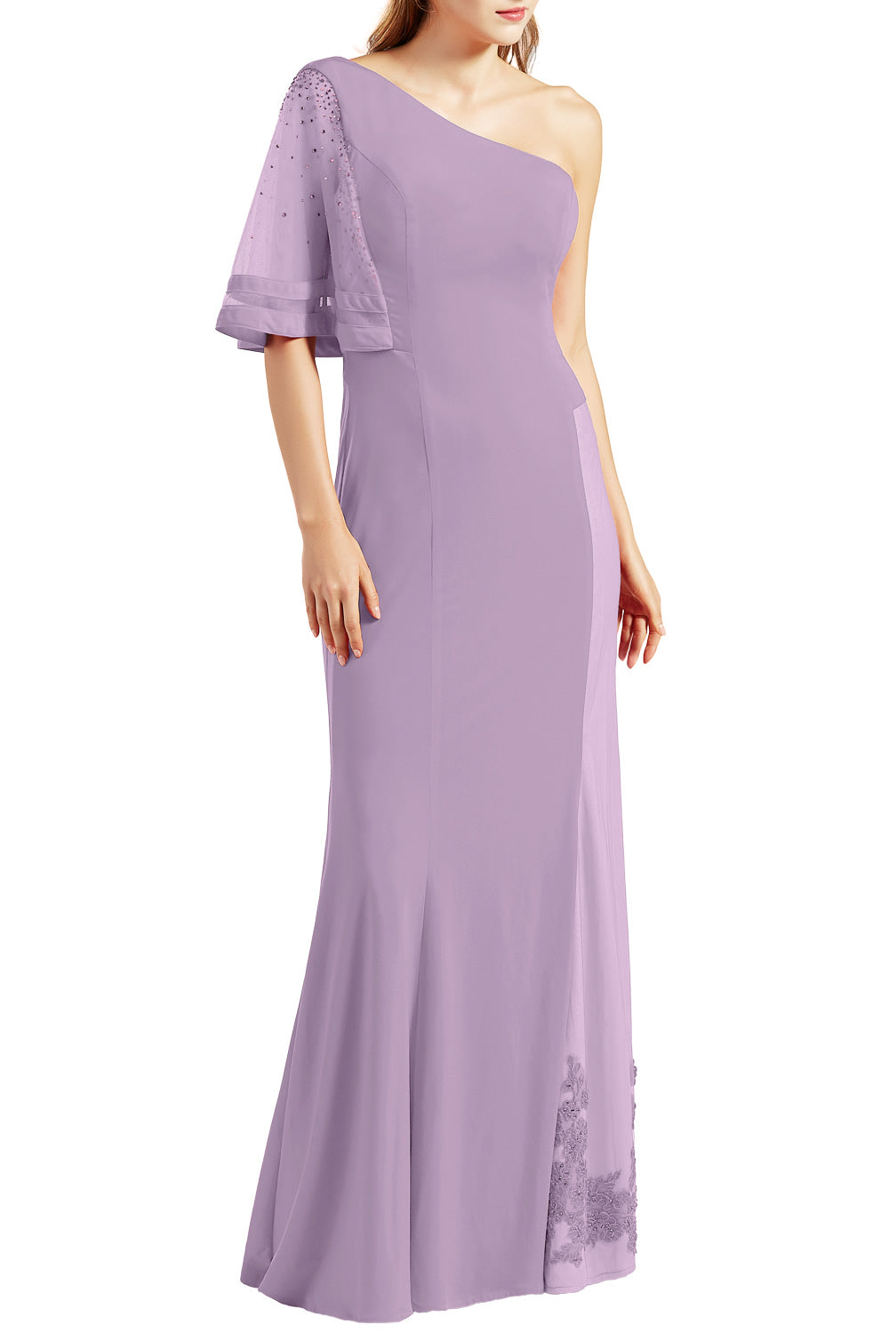 MACloth Women One Shoulder Prom Evening Gown Long Jersey Formal Party Dresses