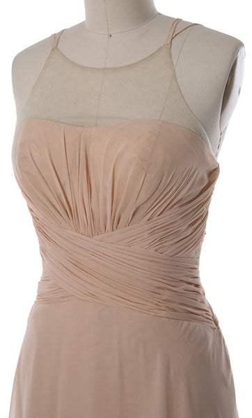 MACloth Women Halter Long Bridesmaid Dress Chiffom Simple Prom Formal Gown