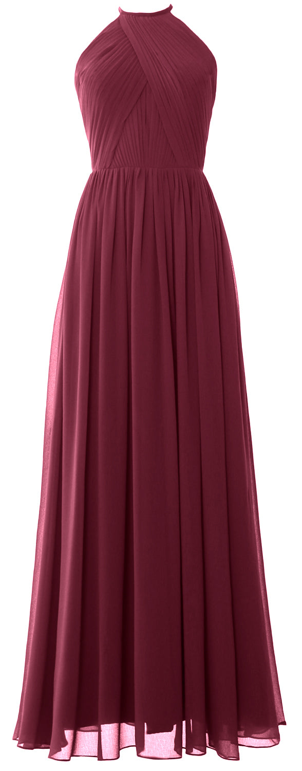MACLoth Halter Vestidos largos de dama de honor Vestido de noche formal para boda MoH