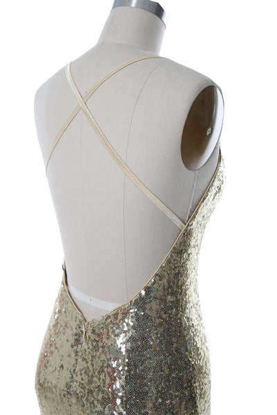 MACloth Mermaid Prom Dresses Sleeveless Sequin Wedding Party Formal Evening Gown