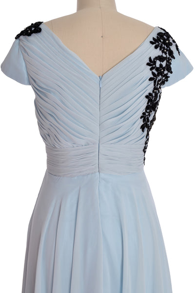 MACloth Women Mother of the Bride Dresses Cap Sleeves V Neck Formal Evening Gown