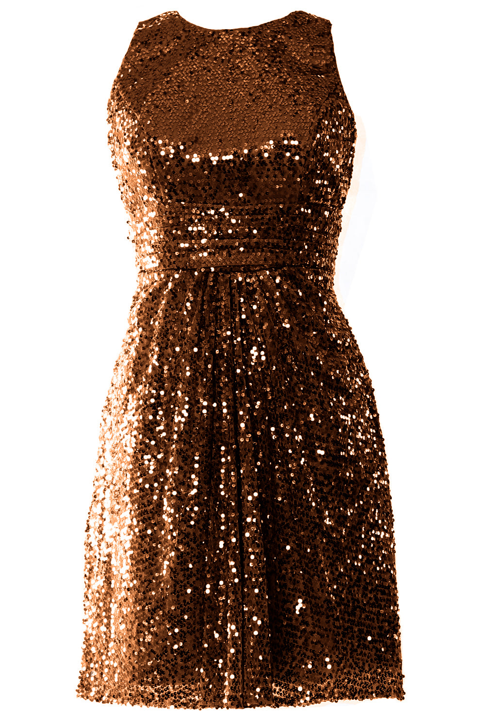 MACloth Damen O-Ausschnitt Kurze Pailletten Brautjungfernkleider