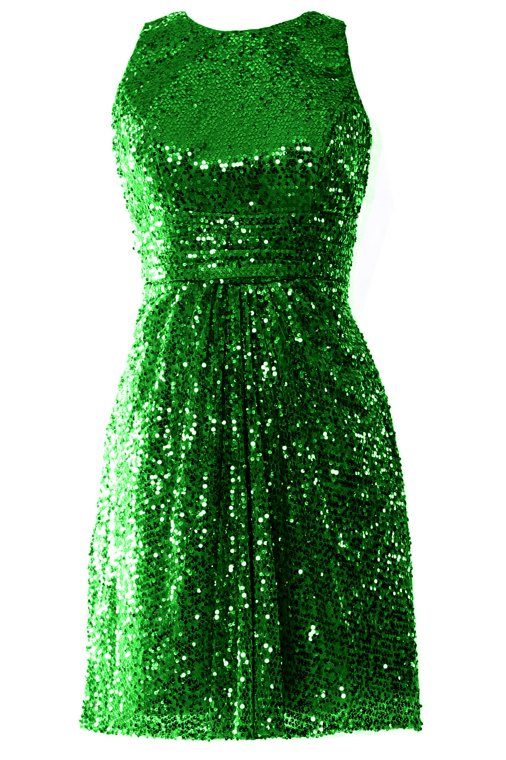 MACloth Damen O-Ausschnitt Kurze Pailletten Brautjungfernkleider