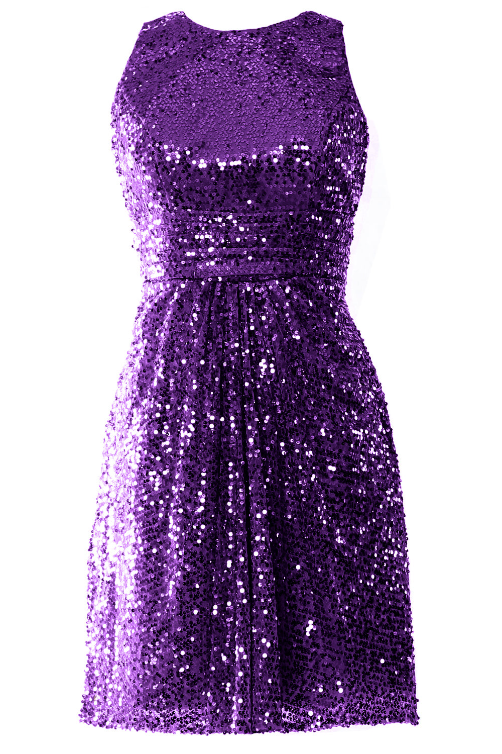 MACloth Damen O-Ausschnitt Kurze Pailletten Brautjungfernkleider