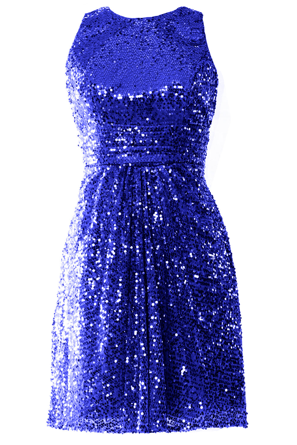 MACloth Damen O-Ausschnitt Kurze Pailletten Brautjungfernkleider