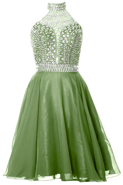 MACloth Gorgeous Halter Prom Homecoming Dress High Neck Cocktail Formal Gown