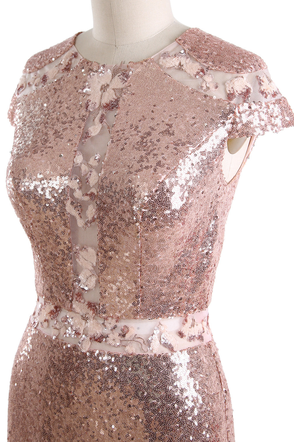 MACloth Damen Abendkleid Meerjungfrau Flügelärmel Pailletten Formelle Kleider