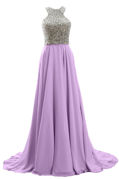 MACloth Women Two Piece Beaded Formal Evening Gown 2019 Chiffon Long Prom Dress