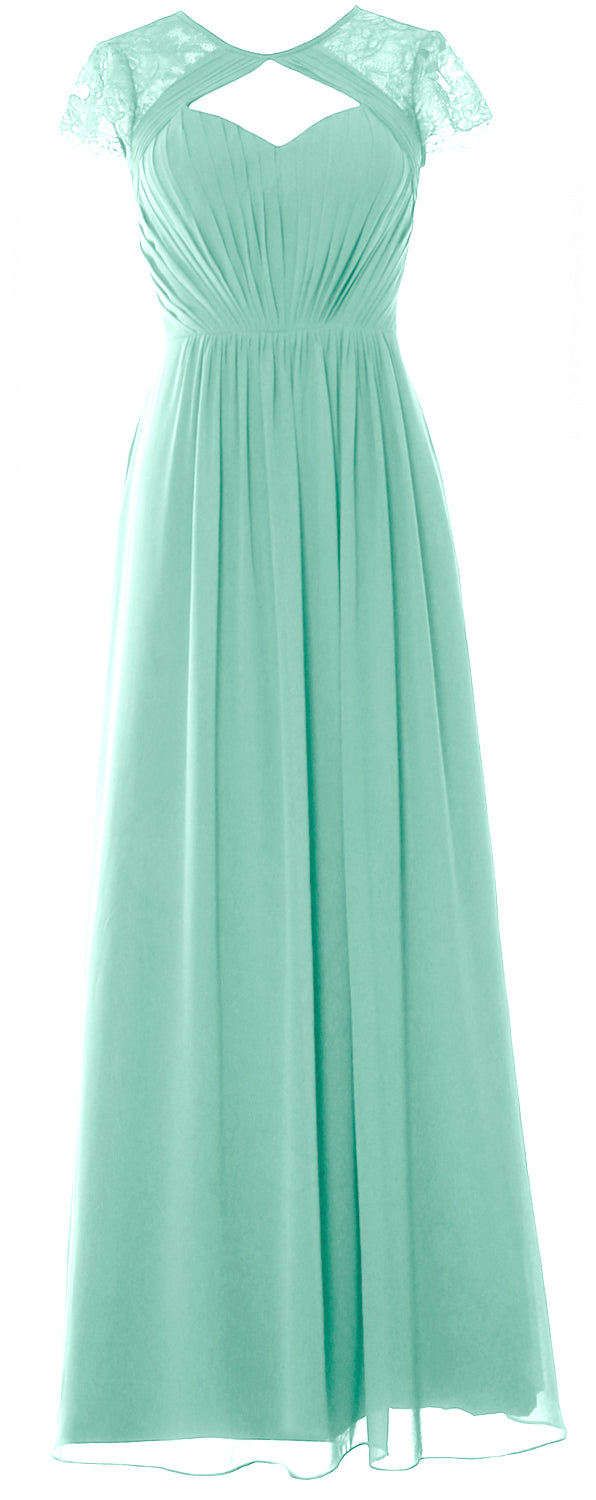 Vestido de dama de honor largo con mangas cortas elegante MACloth 2018 Vestido formal de noche