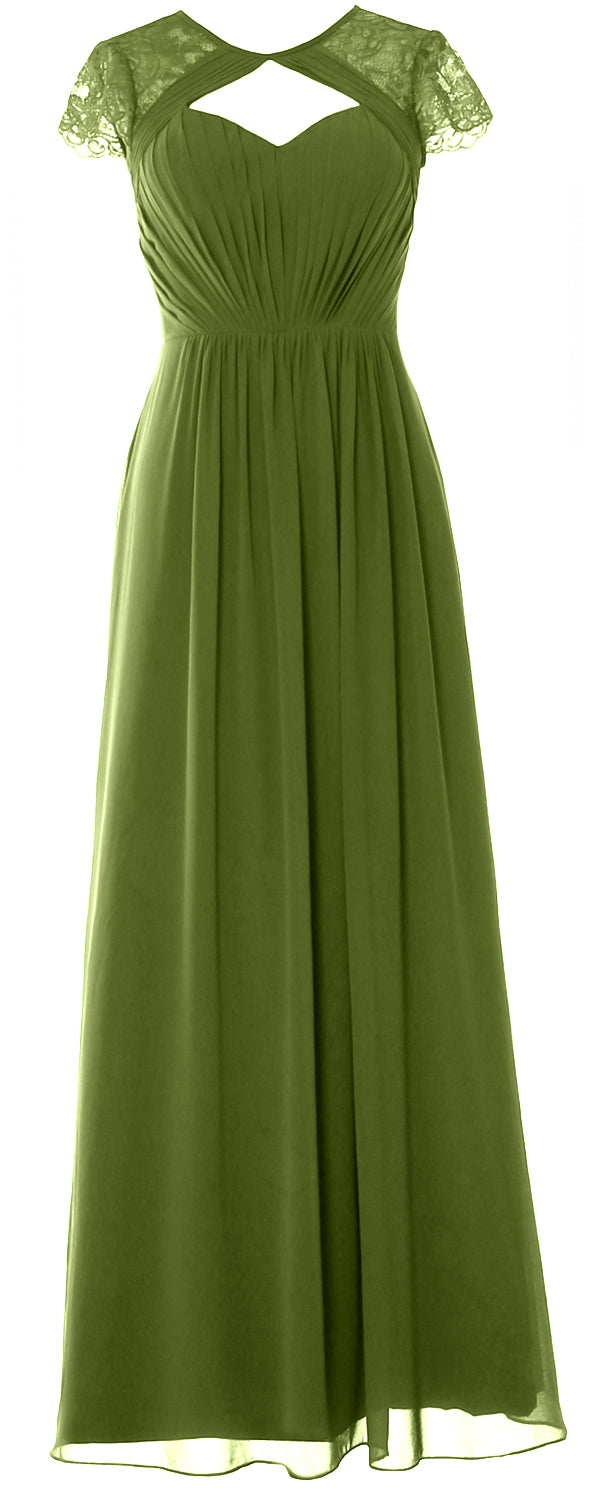Vestido de dama de honor largo con mangas cortas elegante MACloth 2018 Vestido formal de noche