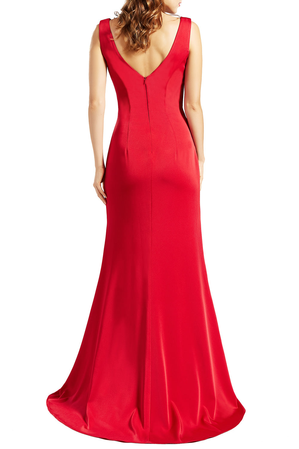 MACloth Women Sleeveless V Neck Split Formal Evening Gown Pageant Prom Dresses