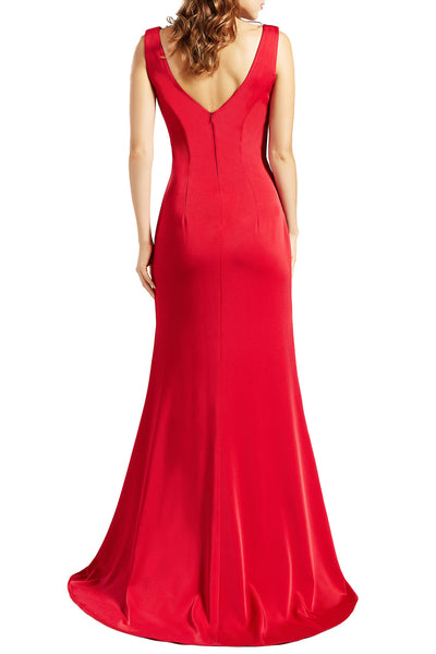 MACloth Women Sleeveless V Neck Split Formal Evening Gown Pageant Prom Dresses