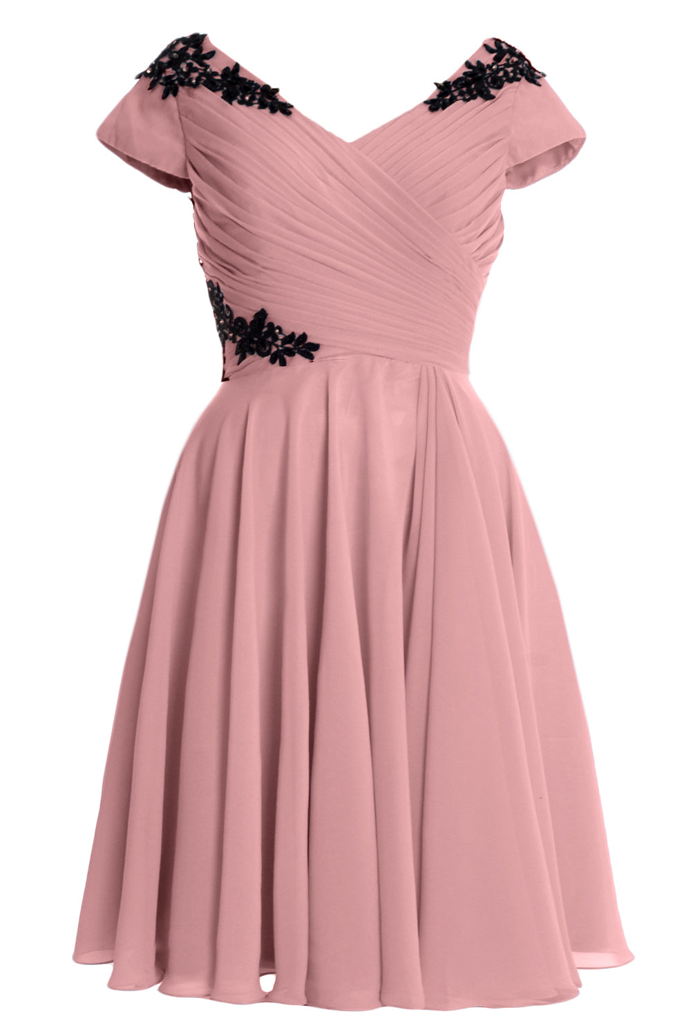 MACloth Damen Kleider für die Brautmutter und den Bräutigam, kurz, Flügelärmel, Brautjungfer, BD MoH