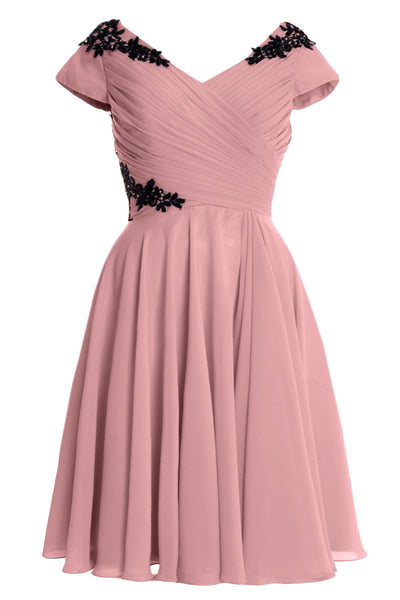 MACloth Women Mother of Bride Groom Dresses Short Cap Sleeve Bridesmaid BD MoH
