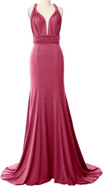 MACloth Convertible Wrap Multi Way Bridesmaid Dress Maxi Evening Formal Gown
