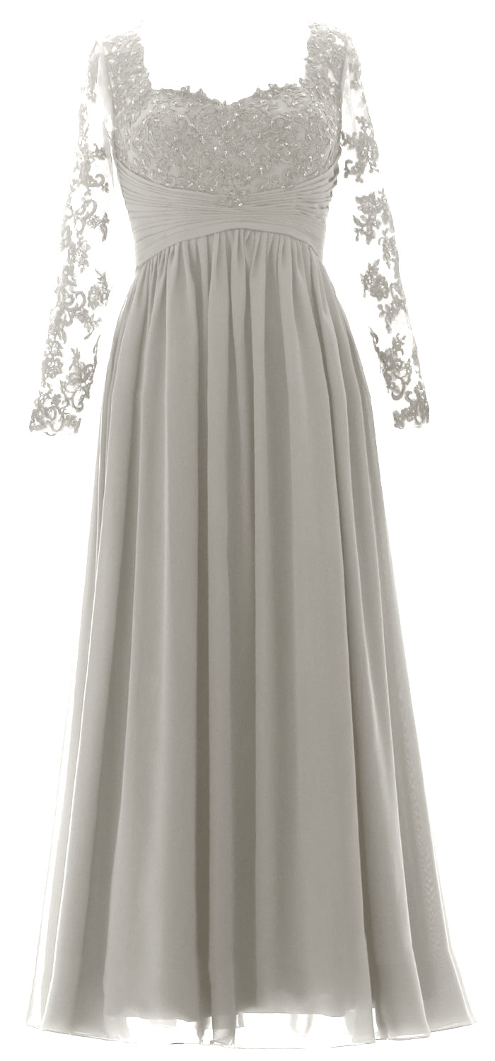 MACloth Damen Kleider für die Brautmutter, Spitze, formelles Abendkleid mit Ärmeln