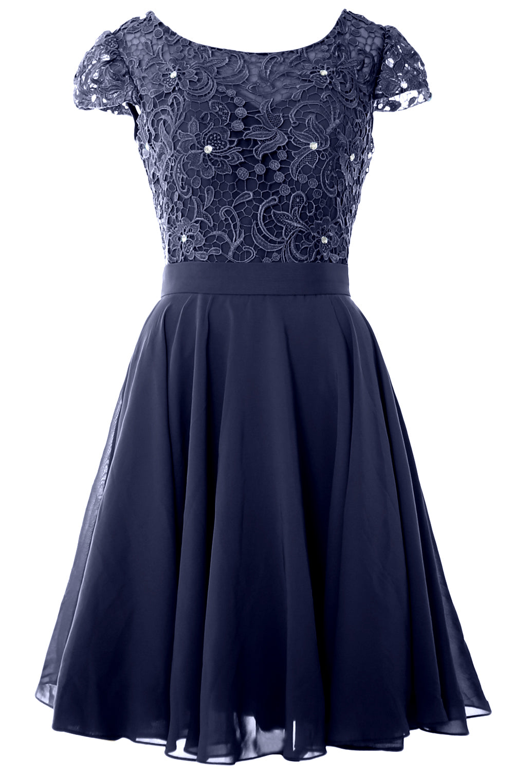 MACloth Women Short Cap Sleeve Lace Wedding Bridesmaid Mother Dresses Homecoming