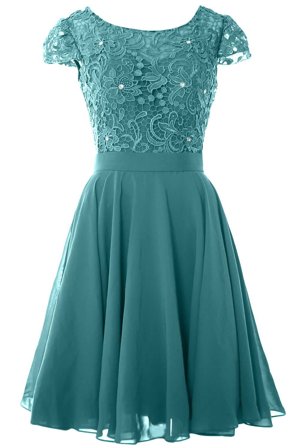 Macloth Women Short Cap Sleeve Lace Wedding Bridesmaid Mother Dresses Homecoming Oasis / Custom Size