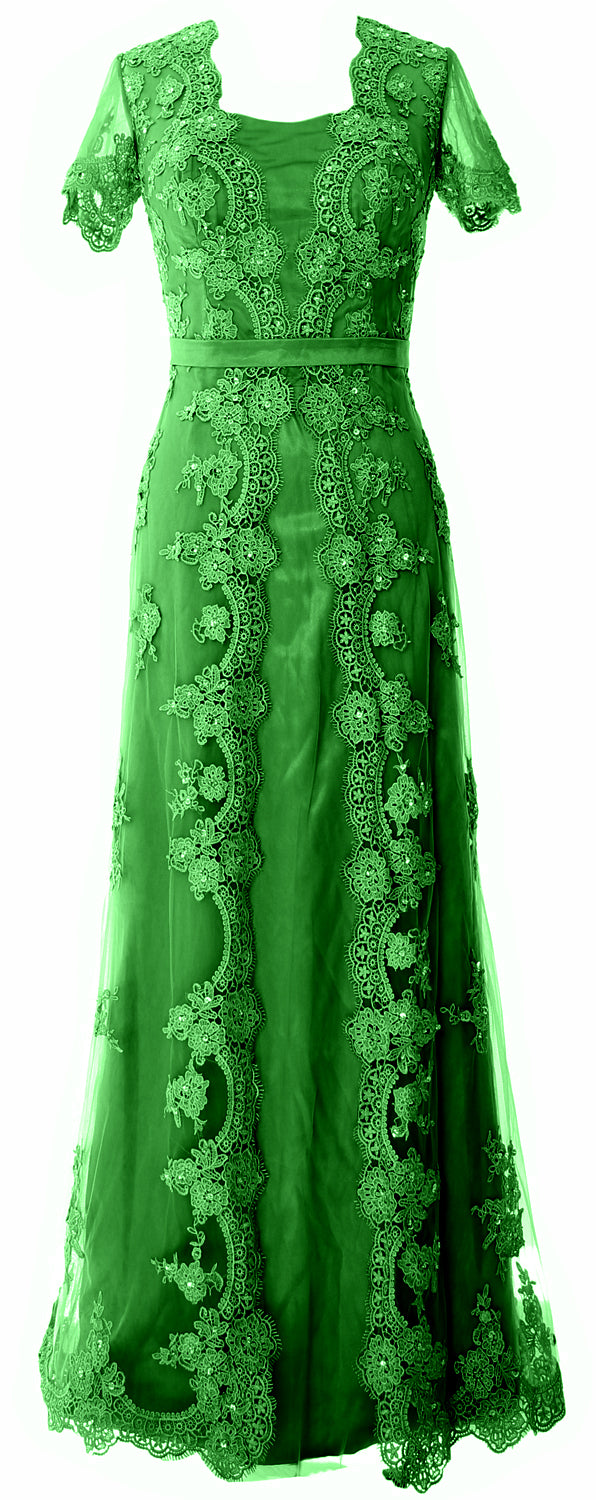 MACloth Damen Kleider für die Brautmutter, kurze Ärmel, Spitze, formelles Abendkleid