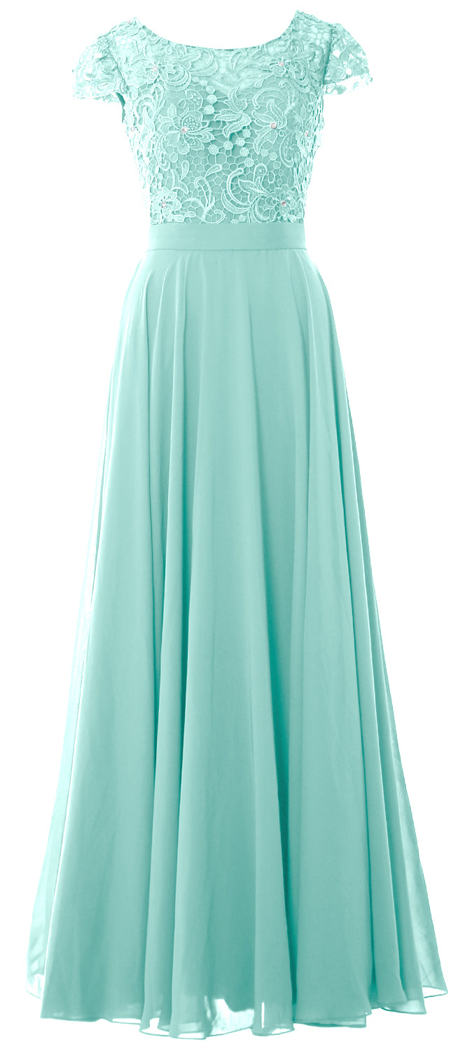 MACloth Damen Kleider für die Brautmutter mit Flügelärmeln, für Hochzeit, Brautjungfer, Probe