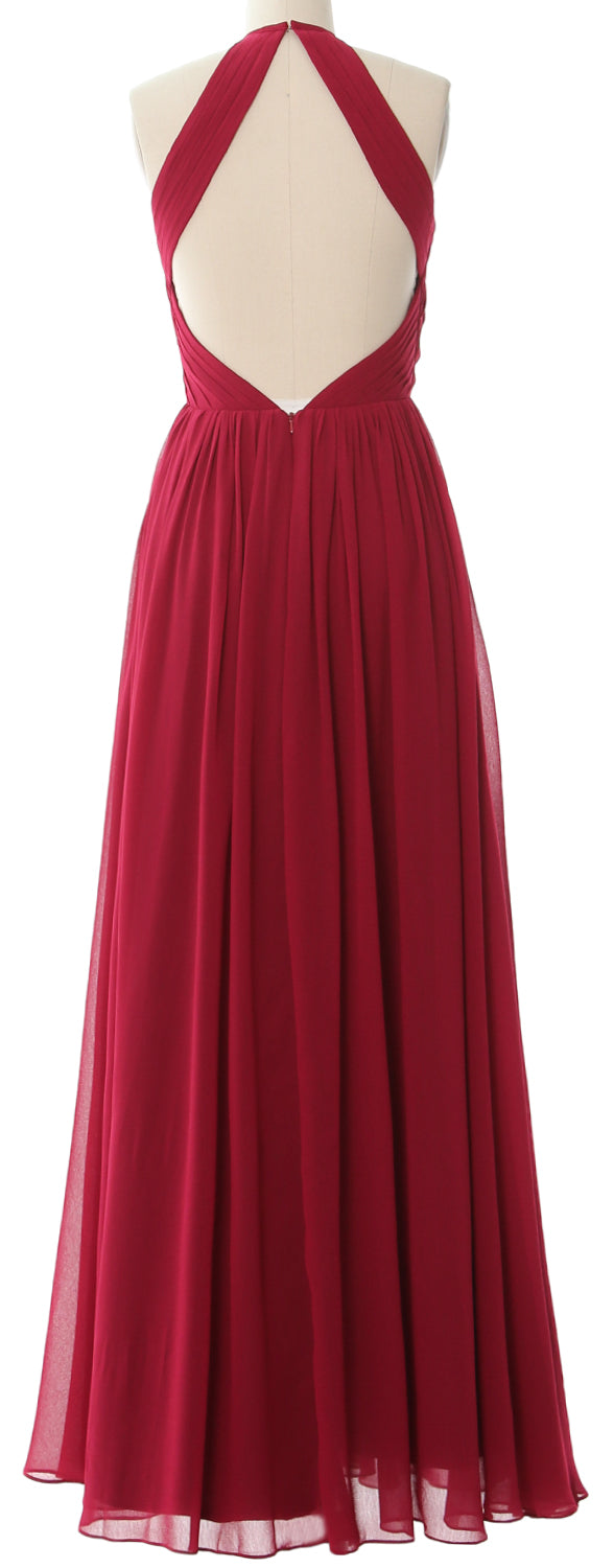 MACLoth Halter Vestidos largos de dama de honor Vestido de noche formal para boda MoH