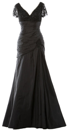 MACloth Mother of Bride Dresses Mermaid Short Sleeves Evening Party Formal Gown