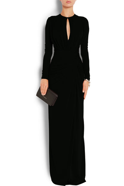 MACloth Long Sleeves O Neck Jersey Maxi Evening Gown Mother of the Brides Dress