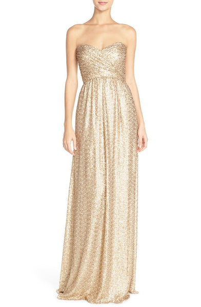 MACloth Strapless Sweetheart Sequin Long Bridesmaid Dress Dark Navy Evening Formal Gown