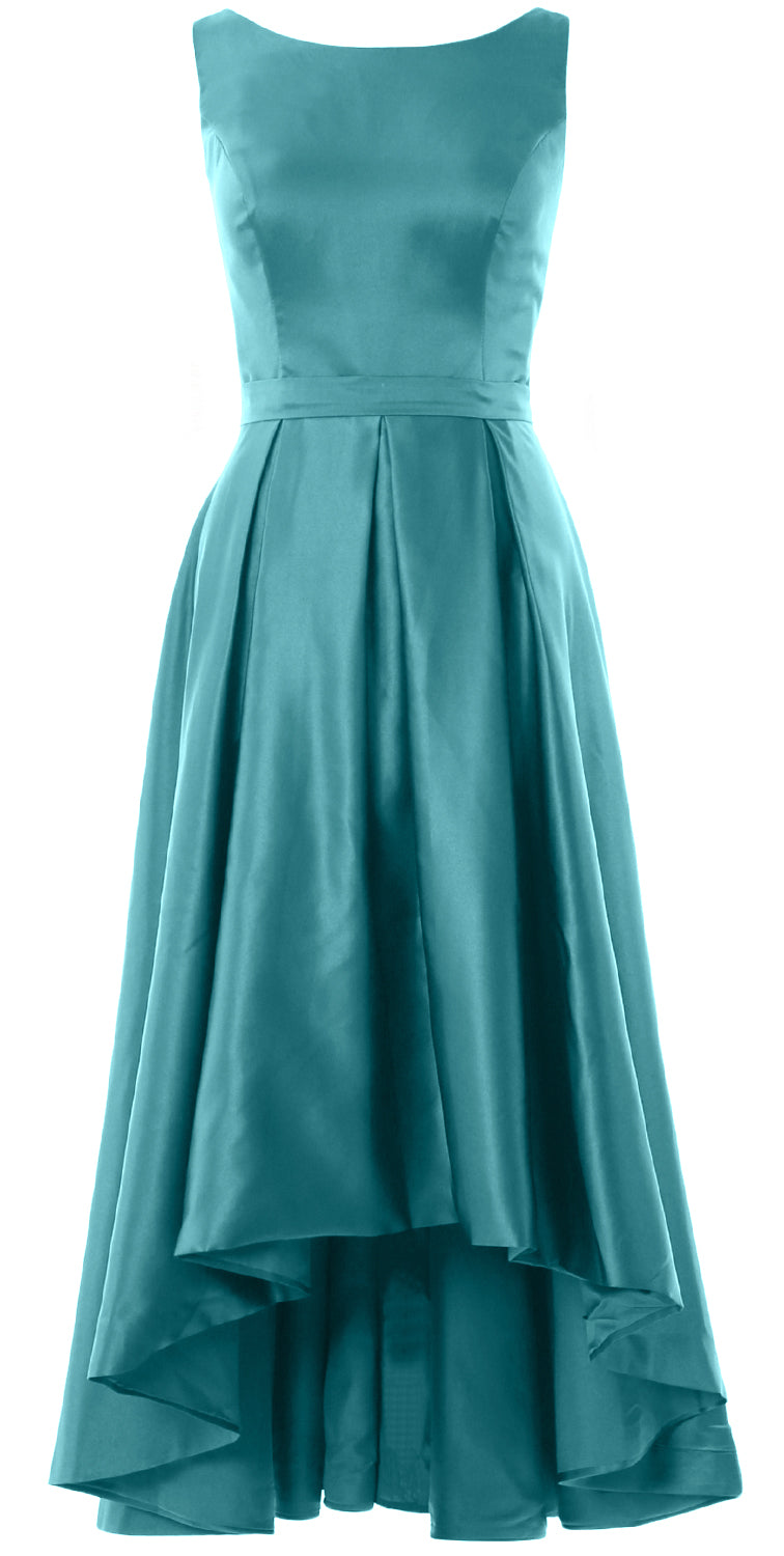 MACloth Hi-Lo Brautjungfernkleider Ärmellos Cocktail Hochzeit Party Abendkleid