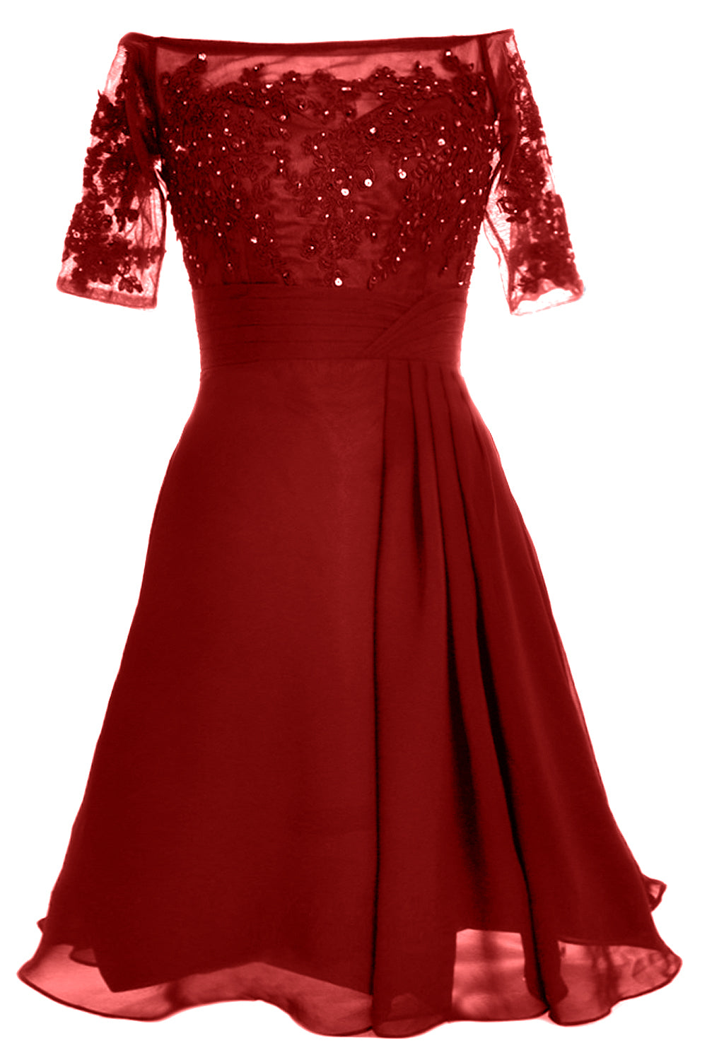 MACloth Damen Schulterfreies, kurzes Kleid für die Brautmutter, Cocktailkleid