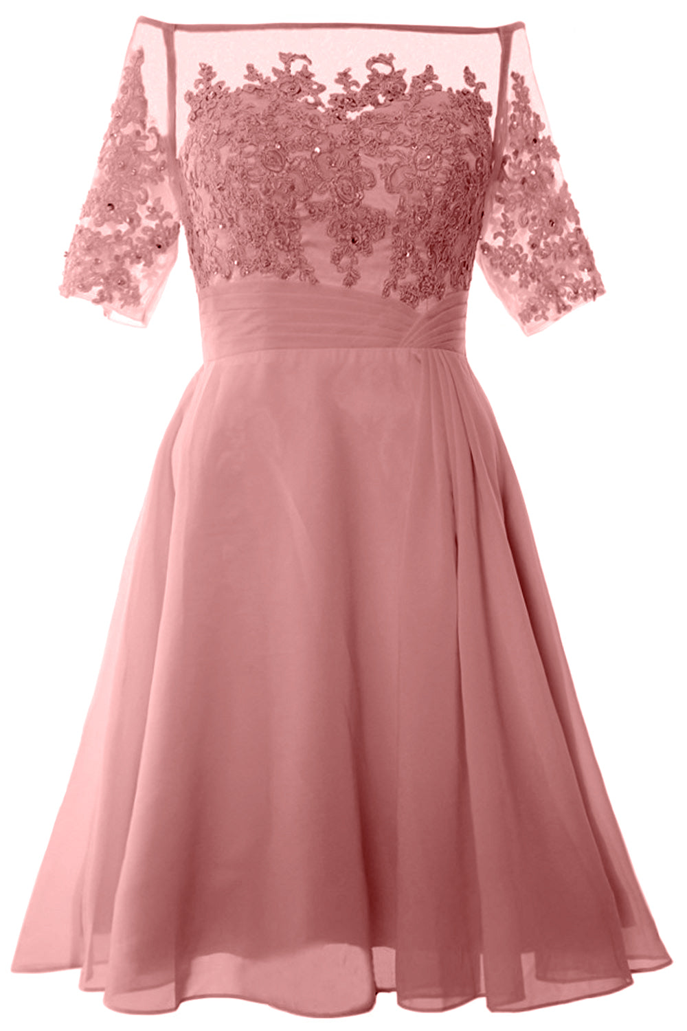 MACloth Damen Schulterfreies, kurzes Kleid für die Brautmutter, Cocktailkleid