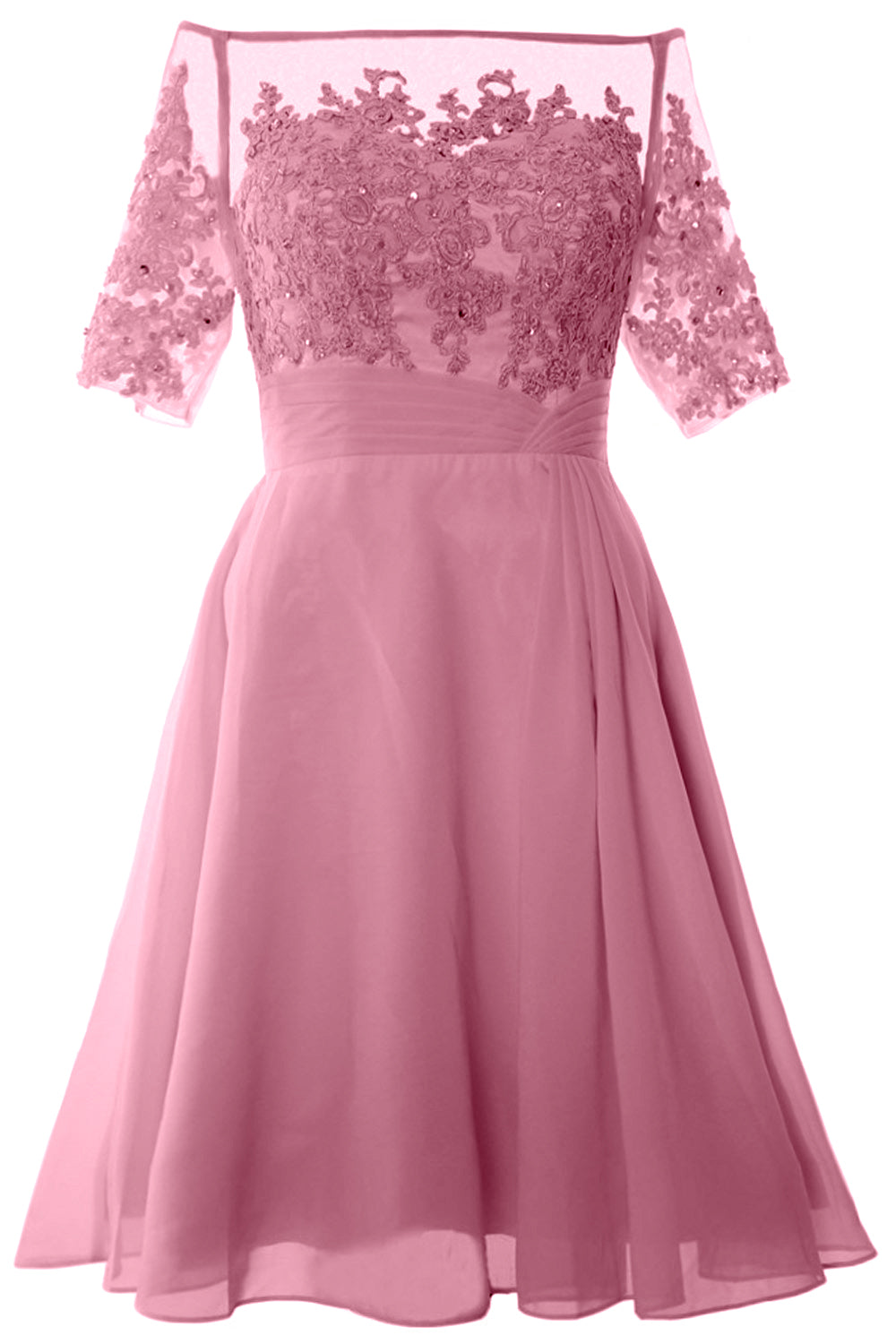 MACloth Damen Schulterfreies, kurzes Kleid für die Brautmutter, Cocktailkleid