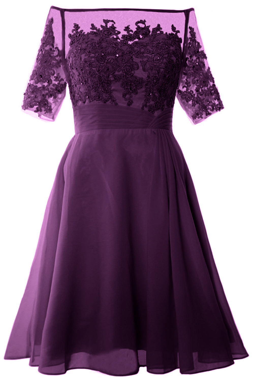 MACloth Damen Schulterfreies, kurzes Kleid für die Brautmutter, Cocktailkleid