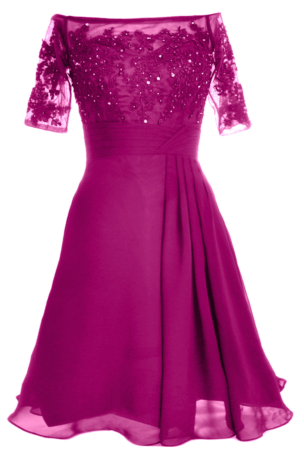 MACloth Damen Schulterfreies, kurzes Kleid für die Brautmutter, Cocktailkleid