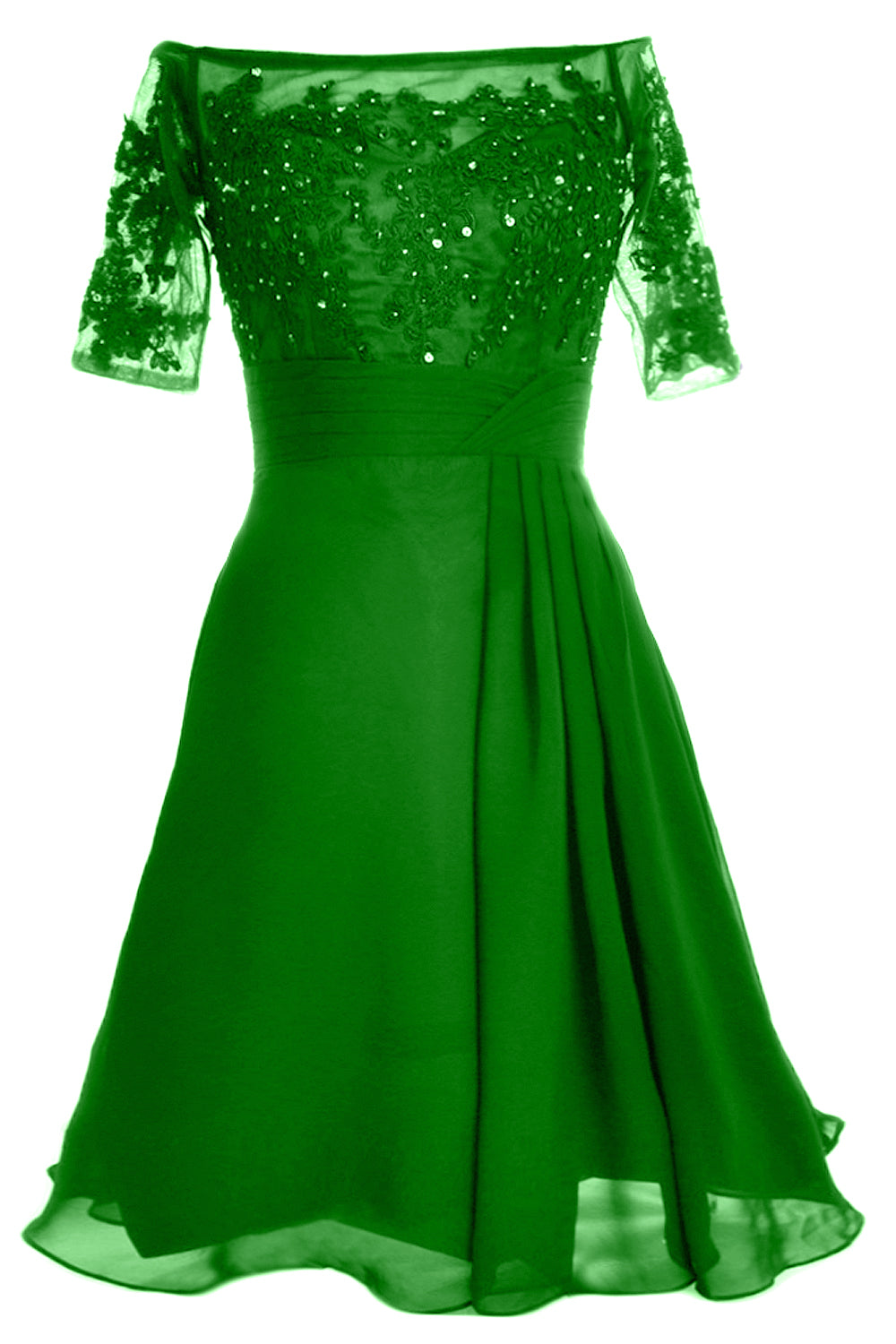 MACloth Damen Schulterfreies, kurzes Kleid für die Brautmutter, Cocktailkleid