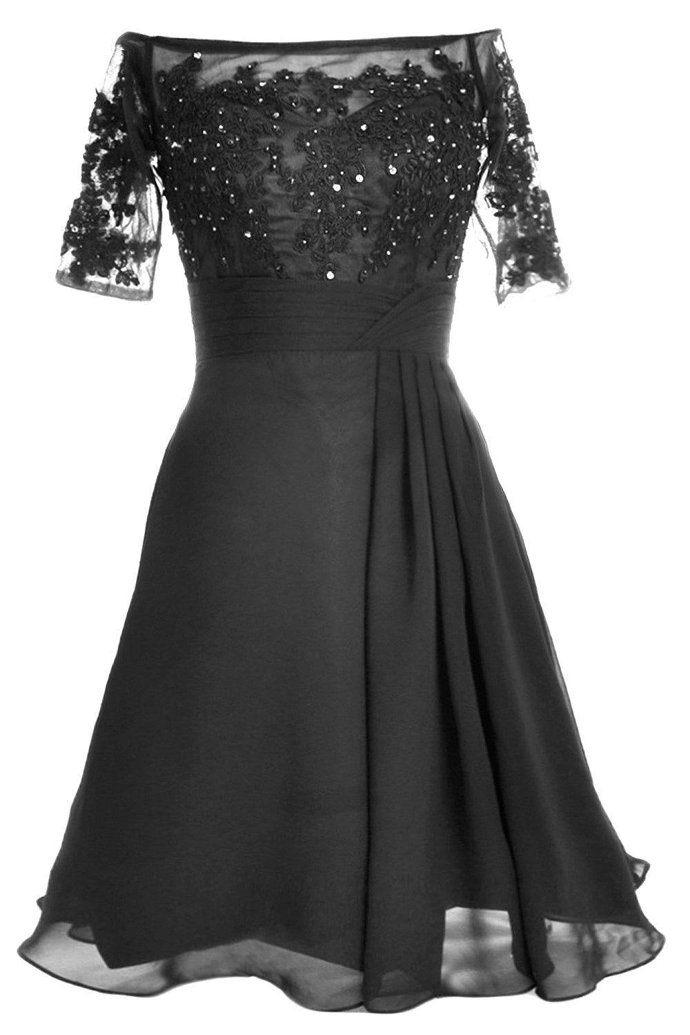 MACloth Damen Schulterfreies, kurzes Kleid für die Brautmutter, Cocktailkleid